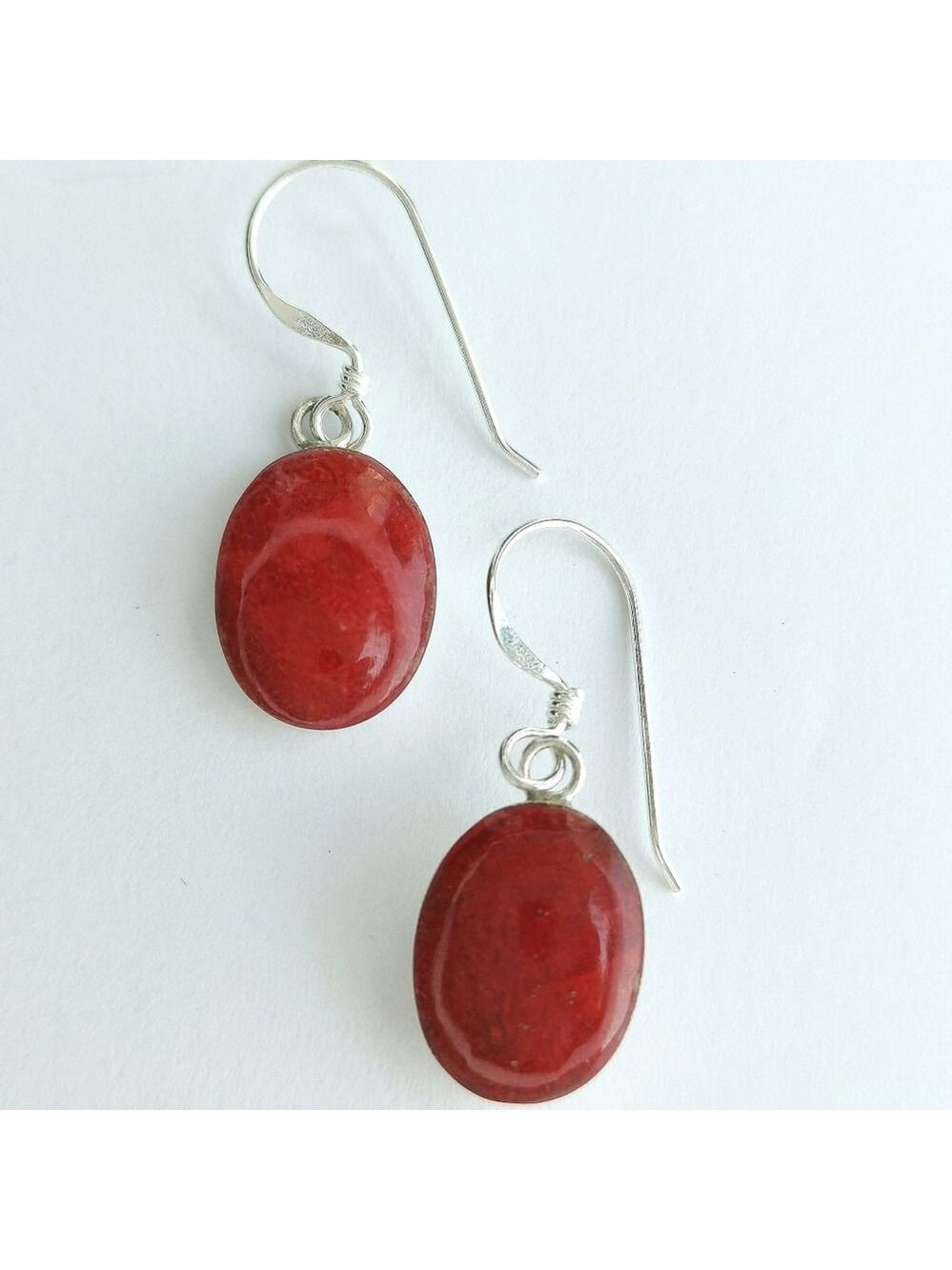 Sterling Silver earrings 925 red sponge coral 🆕
